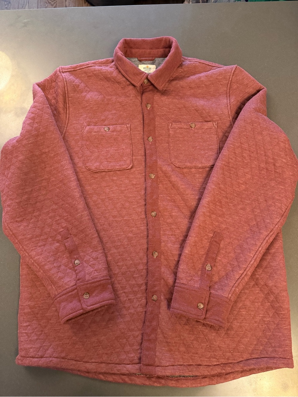 Marine Layer Quilted Lined Shirt Jacket - Rust Red